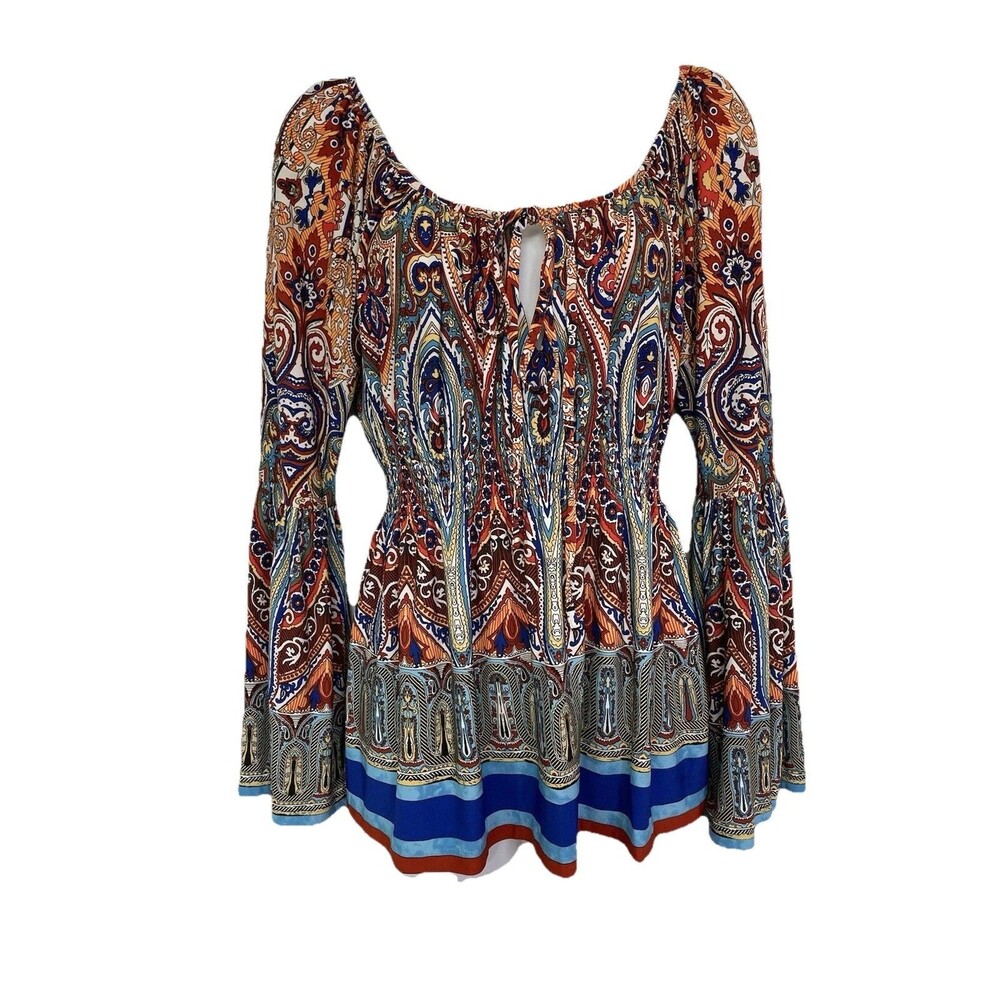 Boston Proper Boho Bell Sleeve Colorful Top - Women’s Size Small